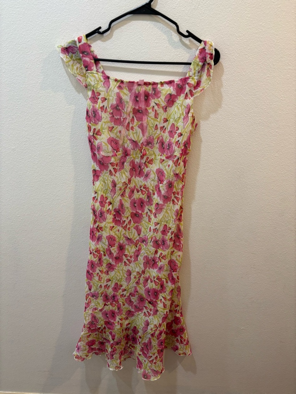 Vintage Y2K Pink Floral Mini Dress Flutter Strap Coquette XXS XS - Picture 14 of 14